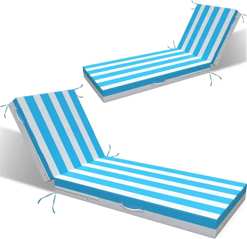 L'AGRATY Chaise Lounge Chair Waterproof Cushion Set of 2 Outdoor for Pool
