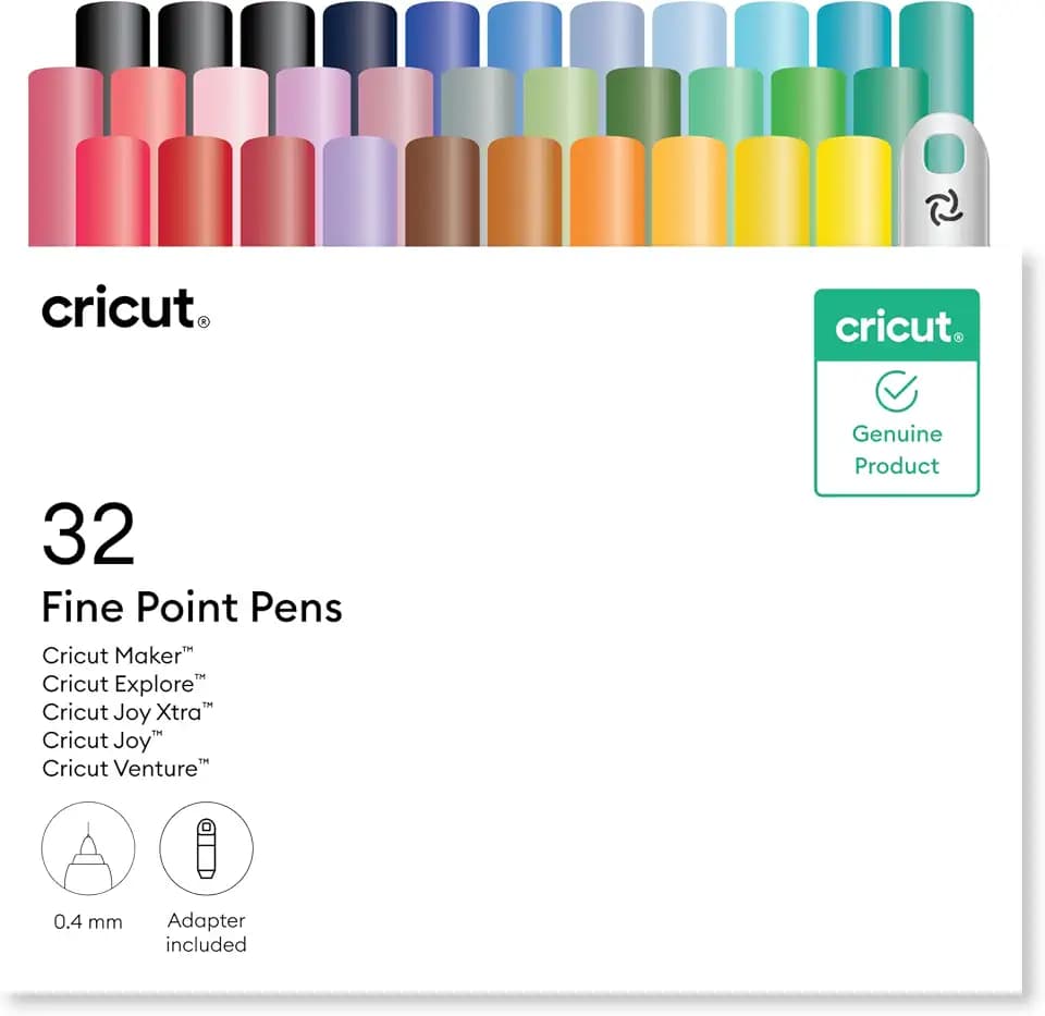 Cricut® Fine Point Pens, 0.4 mm (32 ct) + Adapter