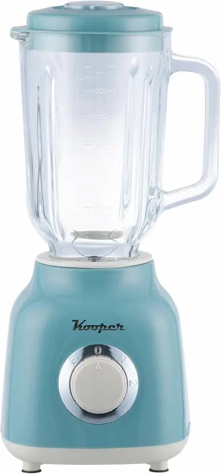 Elektrischer Mixer hellblau und elfenbeinfarben, Messbecher aus Glas, 1,5 l, Edelstahlklingen, 2 Geschwindigkeitsstufen, 500 W, Kooper