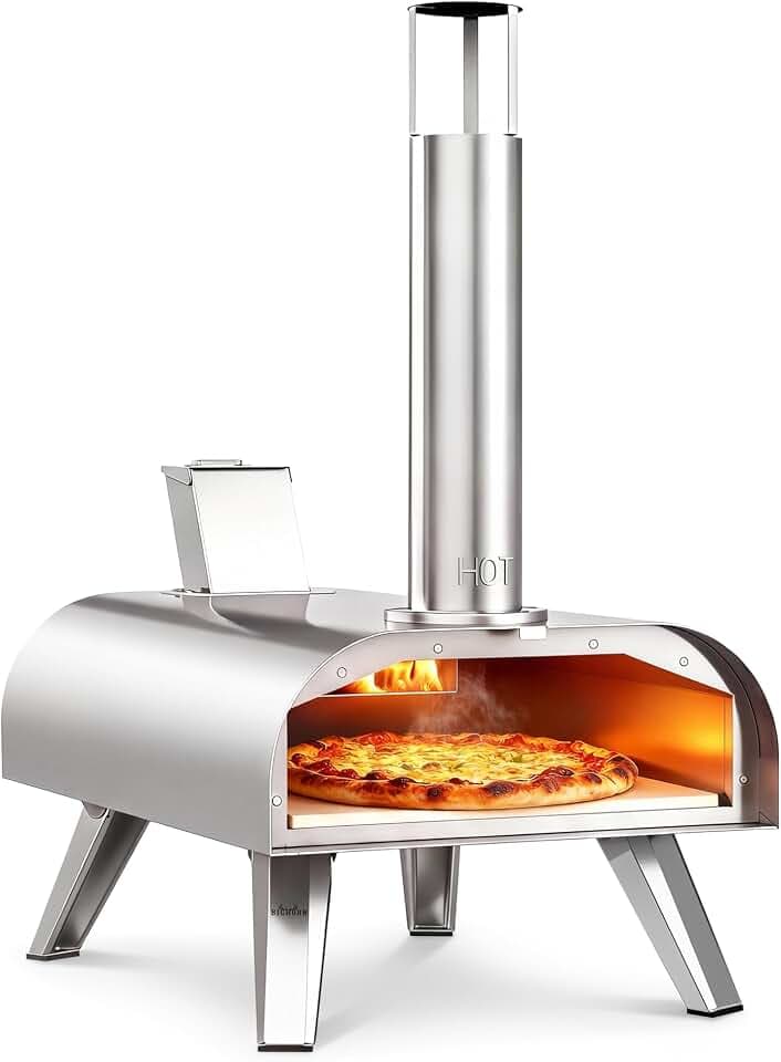 BIG HORN 12" Outdoor Pizza Oven, 1110°F, Wood Pellet, Gas & Electric