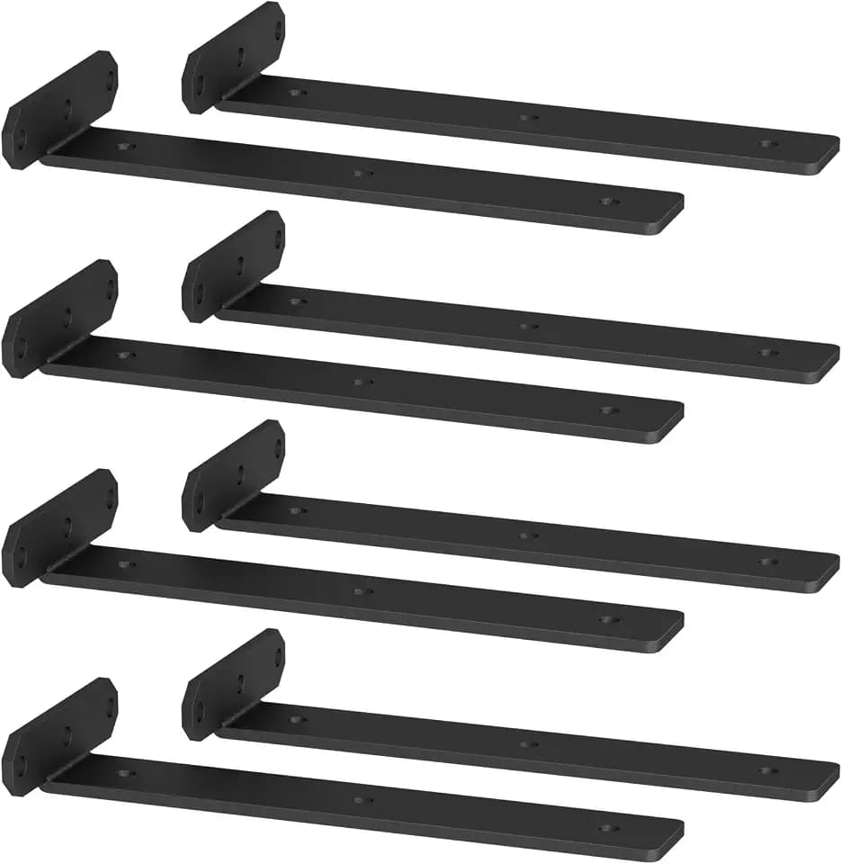 Regalhalterung Unsichtbar 80kg Tragkraft Schwerlast, Regalträger aus Metall Schwarz 3,0cm Höhe für Regalbrett Winkel Regal, Wandhalterung, Regalwinkel, Schwerlastkonsole, Shelf Bracket