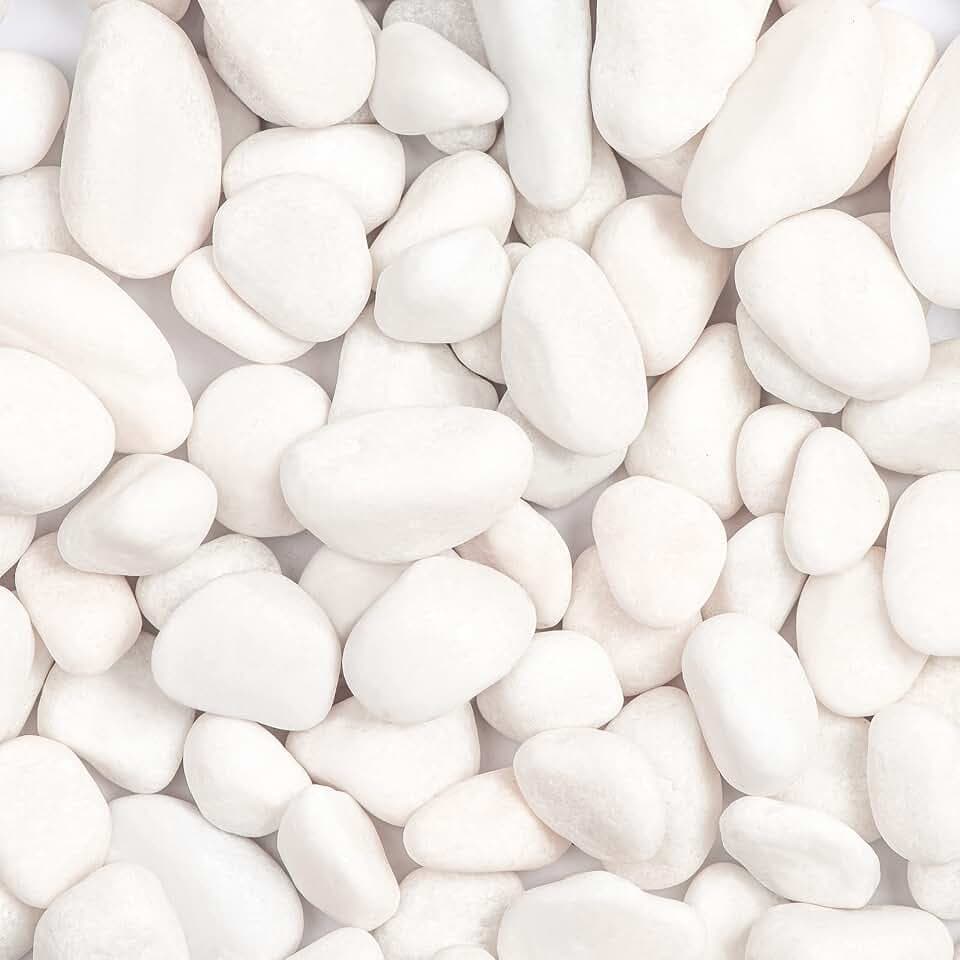 11lbs White Natural River Rocks, Polished Pebbles for Plants Garden, 1-2 inch Decorative White Stones, Ideal for Fish Tank, Vases, Crafting, Home Decor and Garden Landscaping Rocks,White