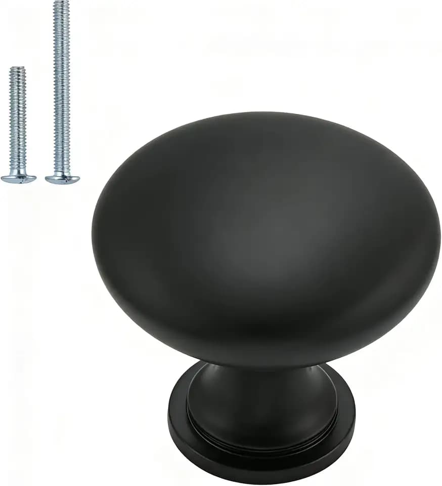 homdiy 20 Pack Black Round Cabinet Knobs, Solid Zinc Alloy