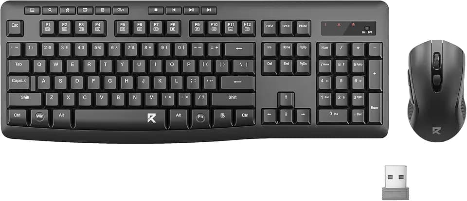 Redragon Wireless Keyboard and Mouse Combo, 2.4G Full-Sized Ergonomic Computer Keyboard with 5 Level DPI Adjustable Wireless Mouse, for Windows, Mac OS Desktop/Laptop/PC, BS-7367-A