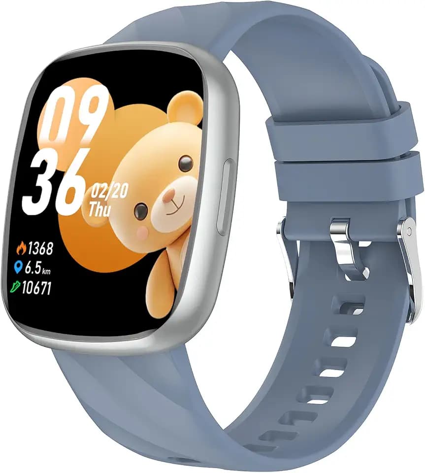CATGIFF Smartwatch Kinder, Fitness Tracker 100+ Sportmodi, 1.75" Fitnessuhr mit Schrittzähler, Pulsmesser SpO2 Stress Schlafmonitor, Wecker, Kinder Geschenke für Jungen Mädchen 5-16 Jahren (Silber)