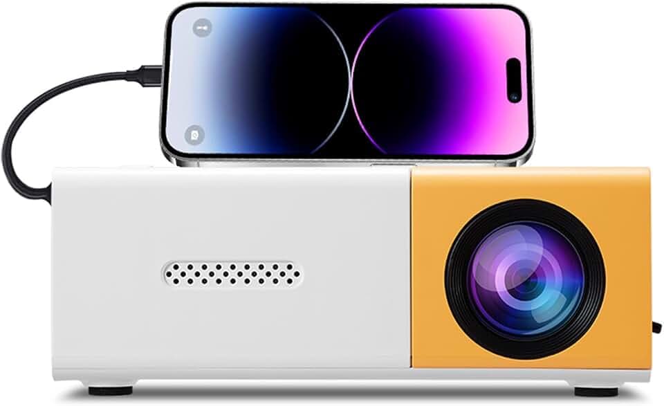 PUSOKEI Mi NI Projektor, 1080p Full HD Videoprojektor mit 100Ansi 6000lm Helligkeit, Autokorrektur, Manueller Fokus, Kompatibel mit i OS/Android Telefon/HDMI/USB/TV Stick/Laptop