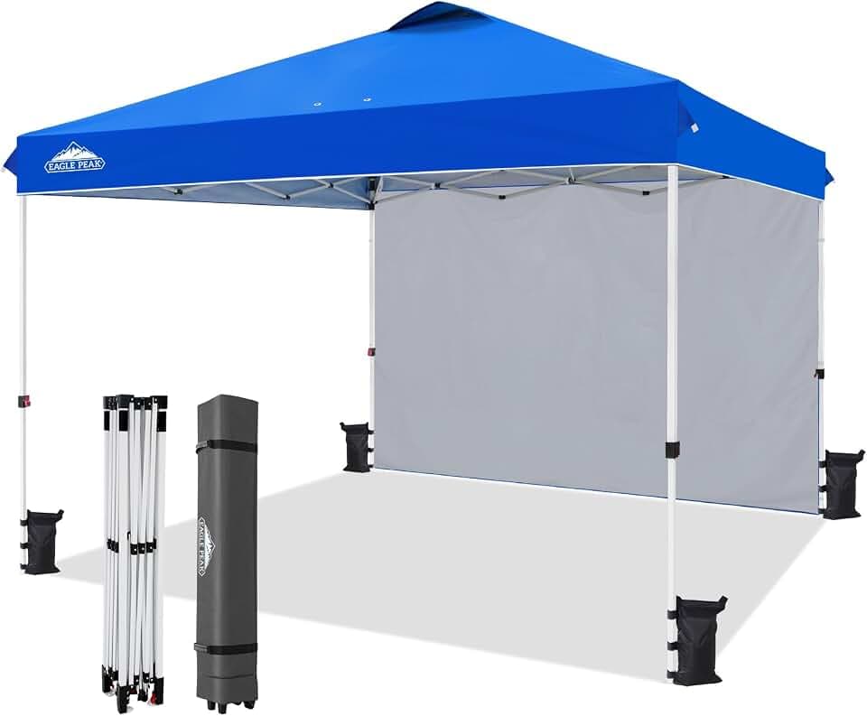 EAGLE PEAK 12x12 Pop Up Canopy Tent with 1 Sidewall, Blue