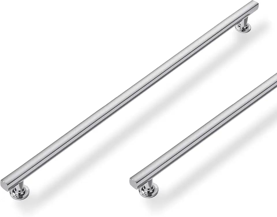 5 Pack 12 inch(305mm) Hole Center Polished Chrome Cabinet Pulls Square Cabinet Handles Solid Heavy Duty Pulls for Kitchen Dresser Closet & Bathroom Cabinets Hardware