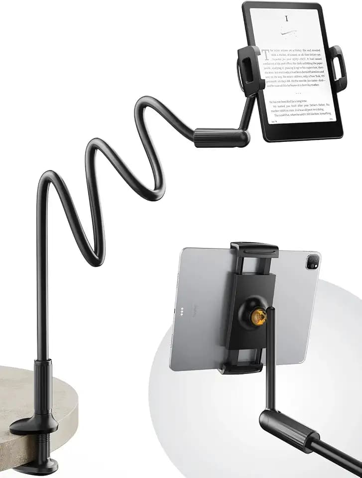 SAIJI 47" Extended Gooseneck Kindle Holder with Adjustable Double Joint-Arm