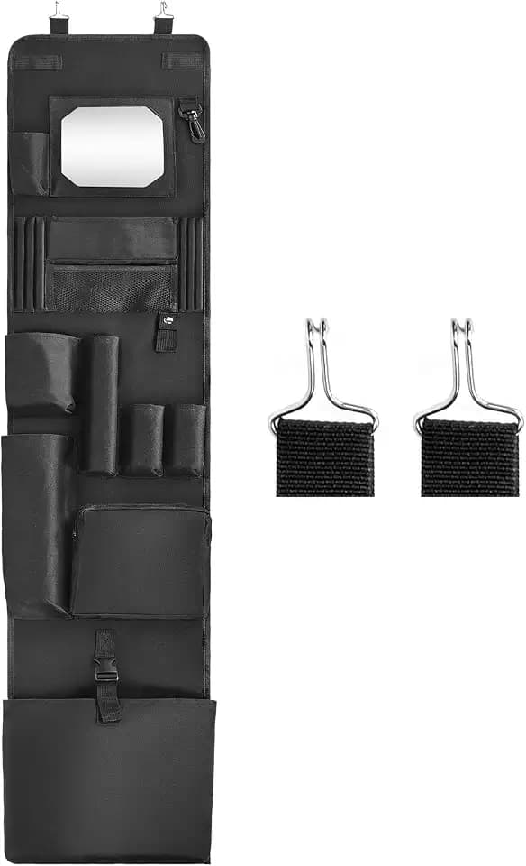 Police Locker Organizer, 51 X 11 in Hanging Locker Organizer, Locker Organizer Door Hanging for School Gym Police Security Law Enforcement Personnel, 600D Durable Material with Mirror