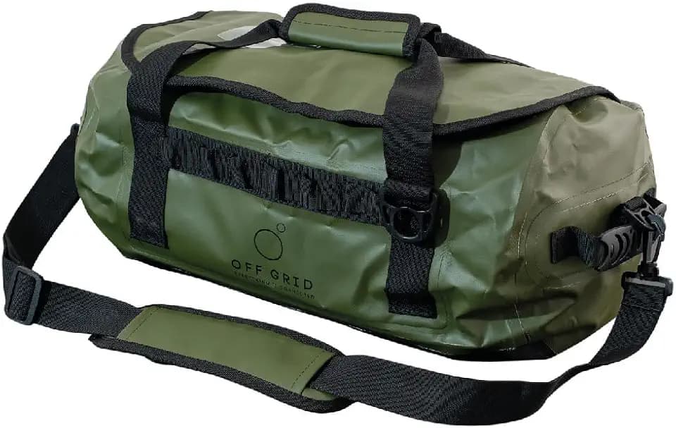 OFF GRID | Duffel Bag | wasserdichte Tasche | Reise | Fitnessstudio | Boot | 100% LDPE Recycled | 20 | 40 | 60 Liter, militär-grün, 20LT, DUFFEL BAG