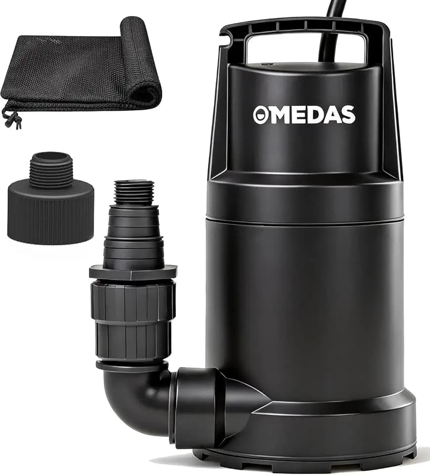 MEDAS Portable Sump Pump for Swimming Pool, Garden Pond, Basement Water Removal with 10ft Power Cord 1/2HP