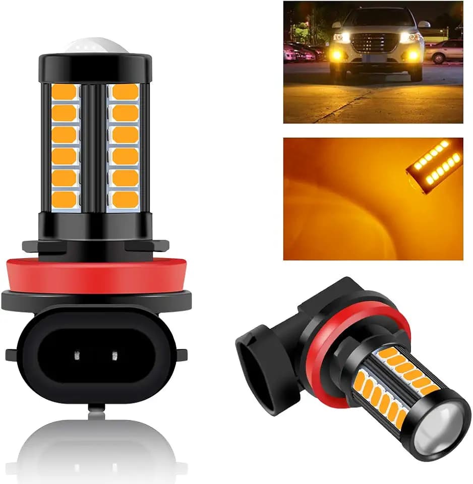 2PCS H8 H11 Car LED Fog Light Bulbs Amber Daytime Running Lights DRL 12V