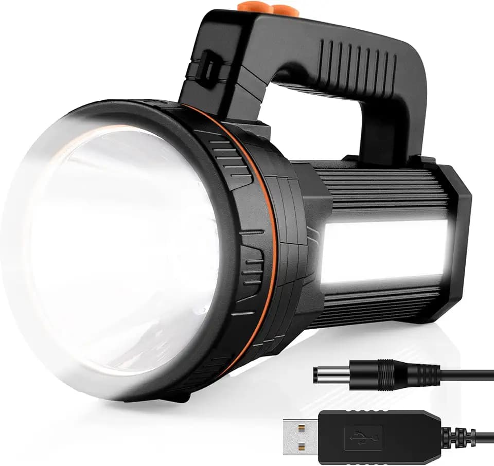 AF-WAN LED Handscheinwerfer 7000 Lumens,LED Taschenlampe,Wiederaufladbare CREE Led Handscheinwerfer Handlampe Super hell Ustellar Strahler Camping Laterne Wasserdicht Suchscheinwerfer (Schwarz)