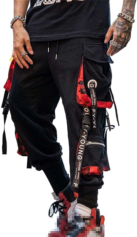 Hello MrLin Men's Jogger Pants Punk Cargo Baggy Techwear Hip Hop Harem Pants Streetwear Tactical Track Pant