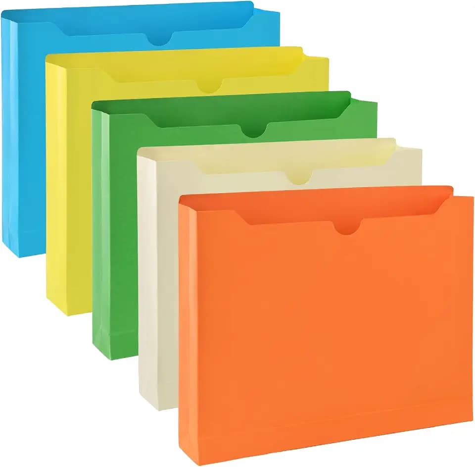 zmybcpack 25 Pack 2 Inch File Jackets, 230gsm Expansion Pocket File Folders