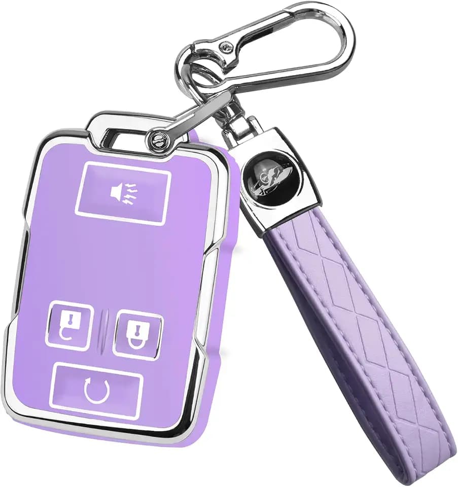 MILD EAST for Chevy Key Fob Cover with Keychain 4 Button/S-Purple