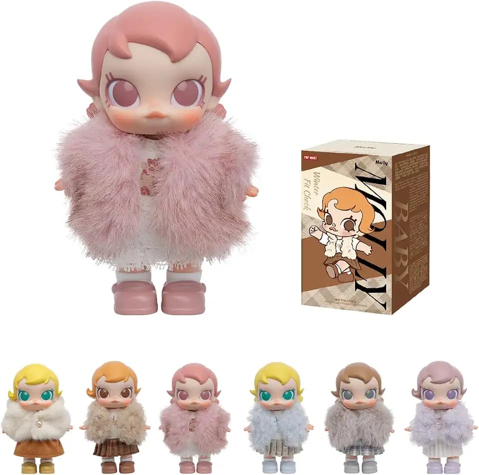 POP MART Baby Molly Winter Fit Check Series-Vinyl Plush Pendant Blind Box Figures, Collectible Toys Home Decorations, Holiday Birthday Gifts for Girls and Boys, Single Box