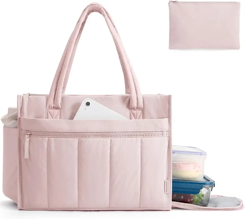 BAGSMART Tote Bag for Women Puffer 15.6 Inch Laptop Work Bag Large Purse