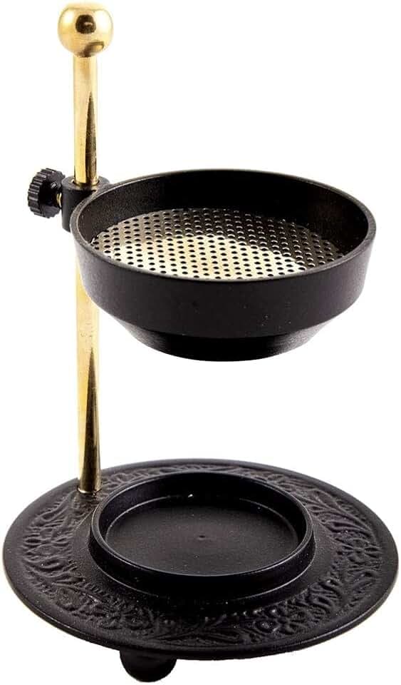 NKlaus Rauchgefäß aus Messing, Schwarz-Gold, höhenverstellbar mit Sieb