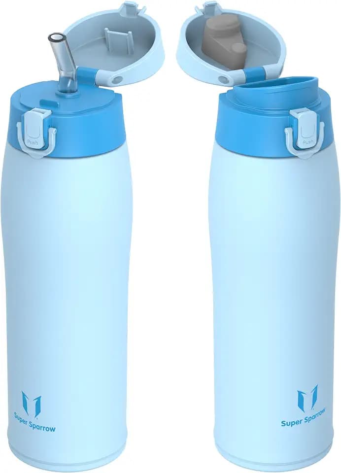 Super Sparrow Trinkflasche Edelstahl 18/8 - Trinkbecher - 750ml - BPA-Frei, Auslaufsicher Thermobecher, Trinkflaschen für Sport, Unterwegs, Schule, Outdoor, Büro, Zuhause