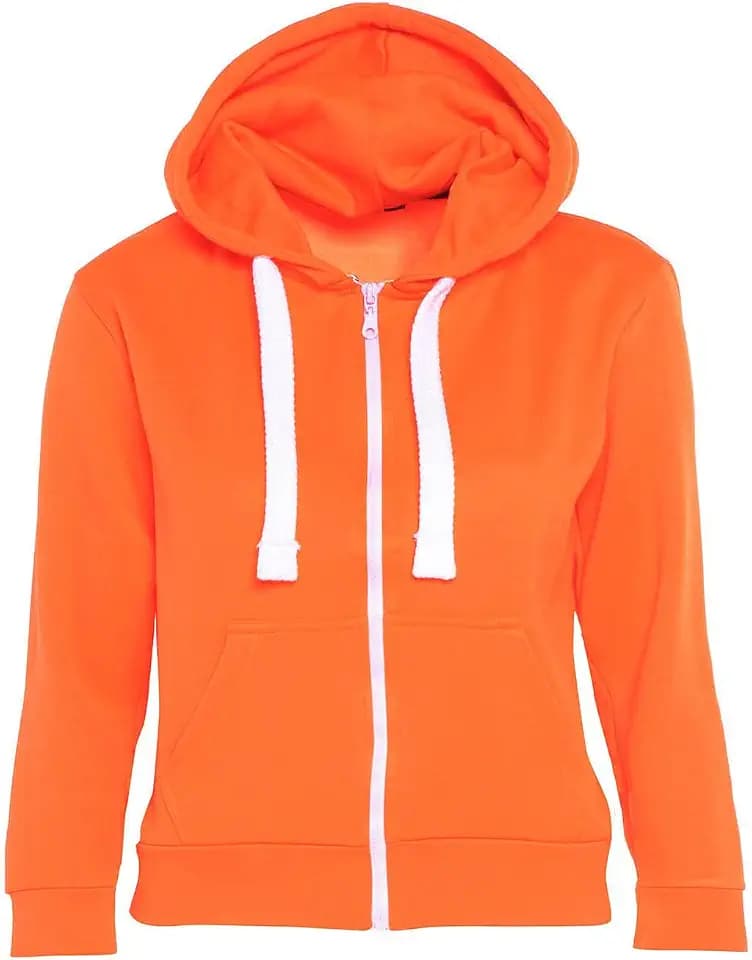 Weiches, dehnbares, bequemes Sweatshirt aus Fleece mit Kapuze, langen Ärmeln, Fronttaschen und einfachem Reißverschluss Damen