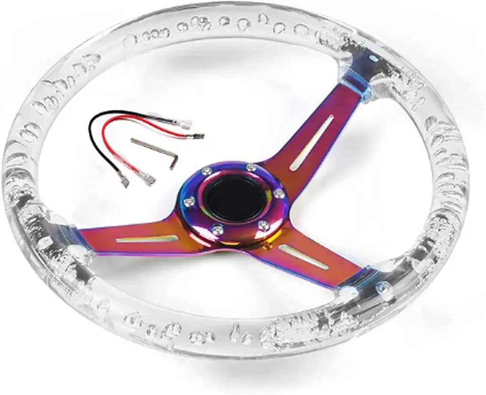 14inch Acrylic Racing Steering Wheel 6 Bolt Neo Chrome Spokes