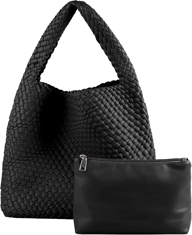 Woven Tote Bag for Women with Purse