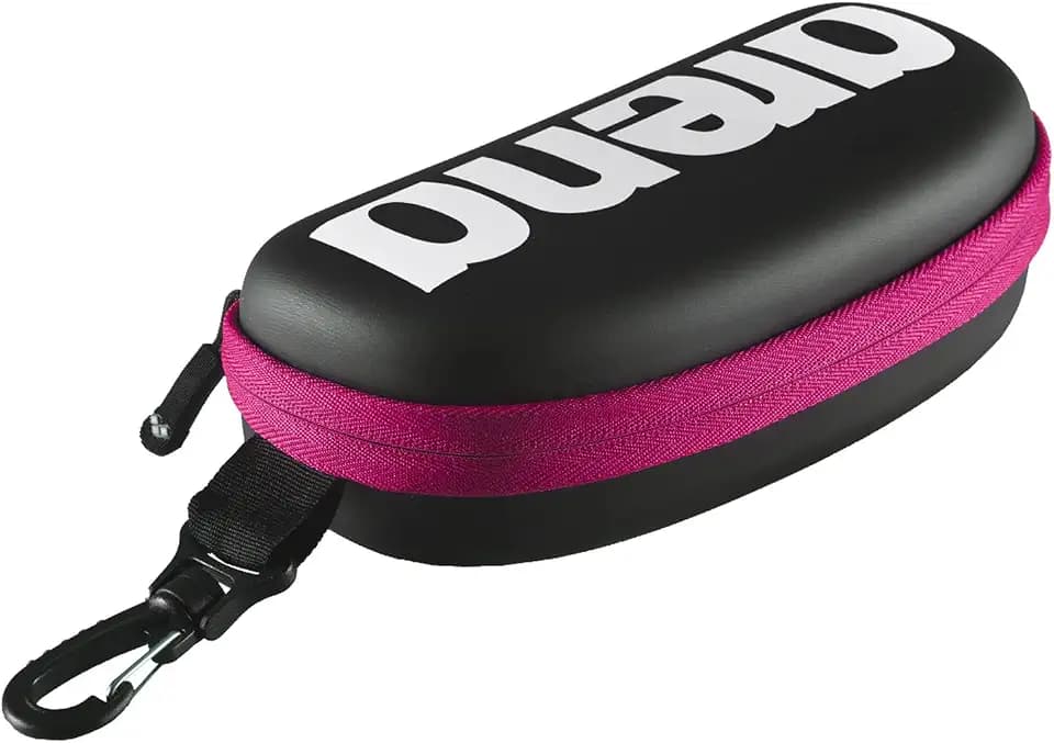 arena Unisex Schwimmbrillenetui für Schwimmbrillen (Hartschale, Karabiner), Schwarz Weiß Fuchsia (509), One Size