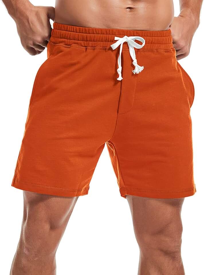 Amy Coulee Herren-Sweat-Shorts, 14 cm, Trainingshose mit Kordelzug, Baumwolle, lässige Shorts mit Taschen
