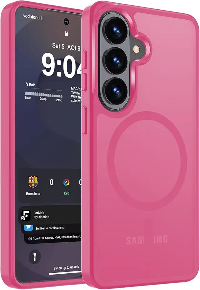 WRJ Magnetic Case for Samsung Galaxy S22 6.1-Inch,Matte Hot Pink