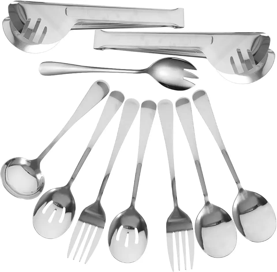 Amosfun Servierbesteck Set 10-Teilig Edelstahl Silber Für Restaurant Und