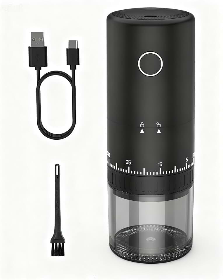 Erste Aufladbare Kaffeemühle mit Mahlfunktion während des Ladevorgangs, 1,7X Schnellere Mahlleistung mit 38 Externen Einstellmöglichkeiten, Keramikmahlwerk & 2000mAh Akku, Tragbar für Reisen, Camping