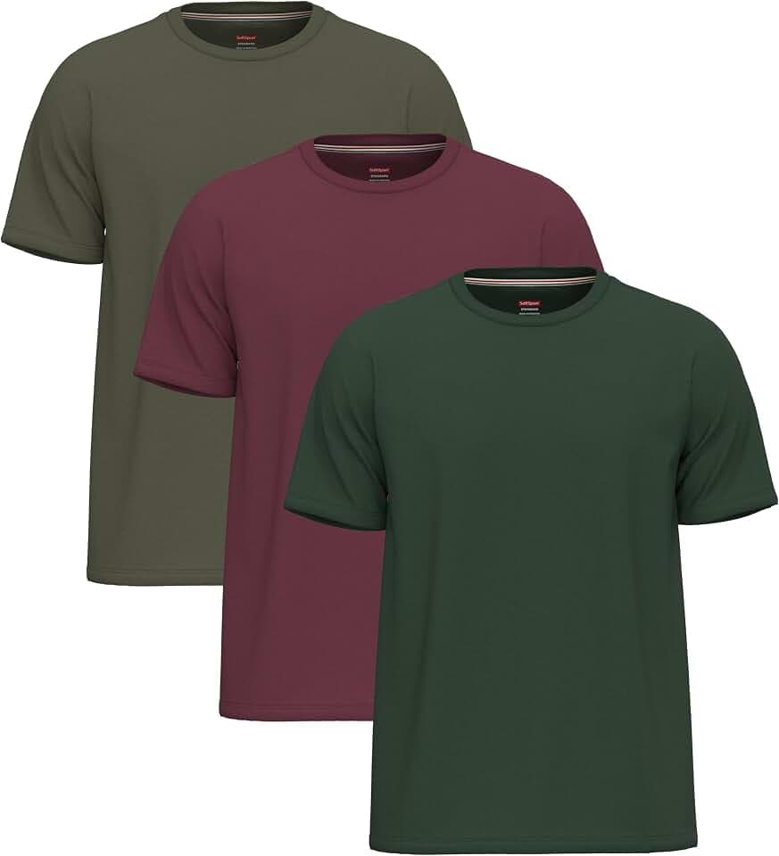 SoftSpun 3er-Pack T-Shirts für Herren| 100% Baumwolle | Arbeits Tshirt Herren | Rundhalsausschnitt