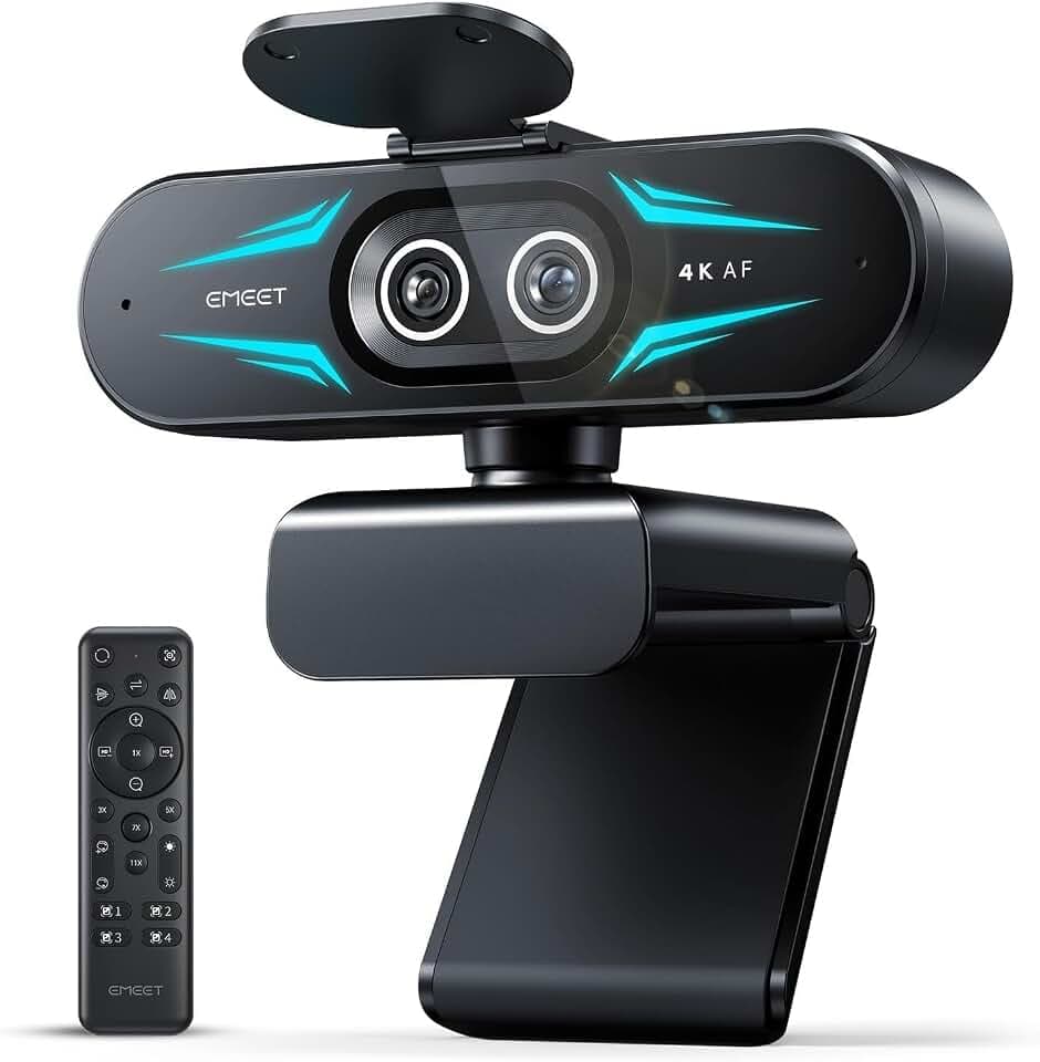 EMEET C60E Dual-Camera 4K Webcam for Streaming, Wide-Angle & Telephoto