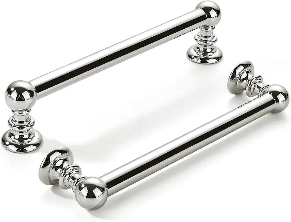khtumeware 10 Pack 5 inch(128mm) Hole Center Vibrant Polished Nickel Cabinet Pulls Solid Heavy-Duty Kitchen Cabinet Hardware for Drawers Dressing Table Bathroom Handle