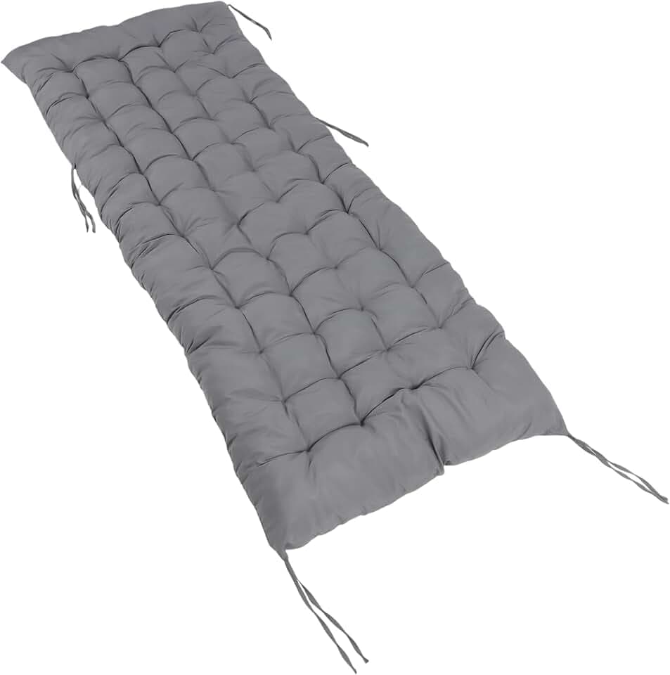 Relaxdays Bankauflage, 190x70 cm, gepolstert, gesteppt, mit Bändern, Outdoor, Bankkissen für Gartenbank, Paletten, grau