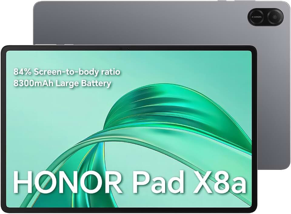 Honor Pad X8a – Tablet, WLAN, 11 Zoll, 4 GB + 128 GB, Display 90 Hz FullView, Akku 8300 mAh, 4 Lautsprecher, Metall Body, Android 14, Space Grey