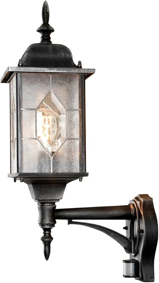 Konstsmide Milano Wandleuchte B: 16 cm T: 28.5 cm H: 53 cm, 1 x 75 W, IP43 lackiertes Aluminium, mit BWM, schwarz-silber 7268-759