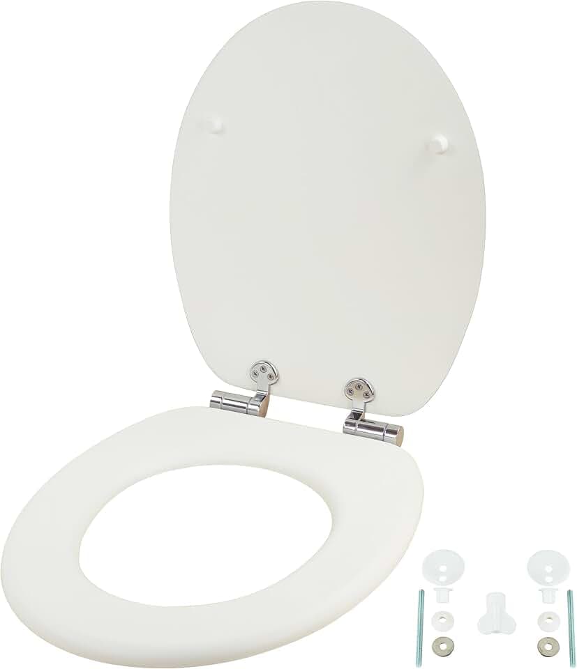 Relaxdays Toilettendeckel, doppelte Absenkautomatik, 37,5 x 43,5 cm, weiß