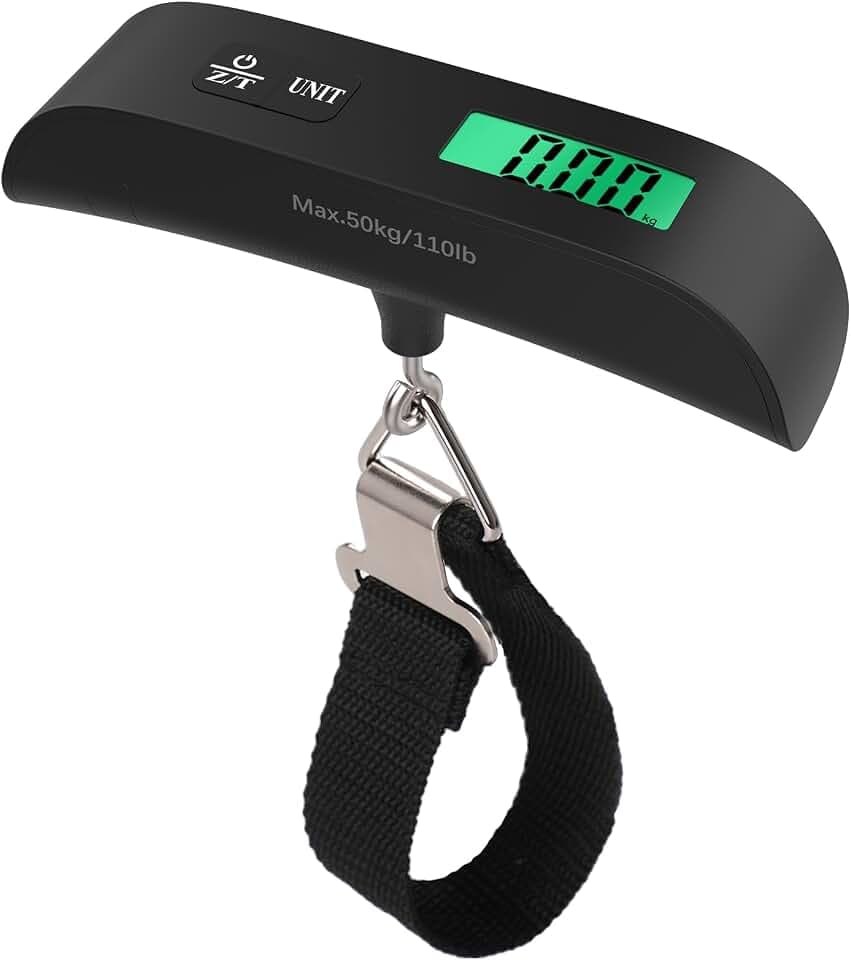 Digitale Kofferwaage Gepäckwaage,GeeRic Gepäckwaage Travel mit Temperatursensor,50KG / 110 lb Hängewaage Digitalwaage Fischwaage Batterie im Lieferumfang enthalten