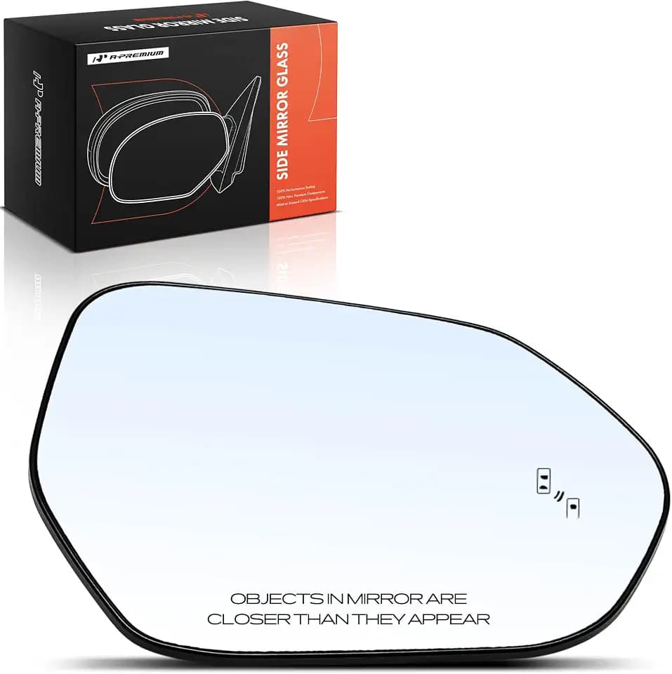 A-Premium Right Passenger Side Heated Mirror Glass with Backing Plate