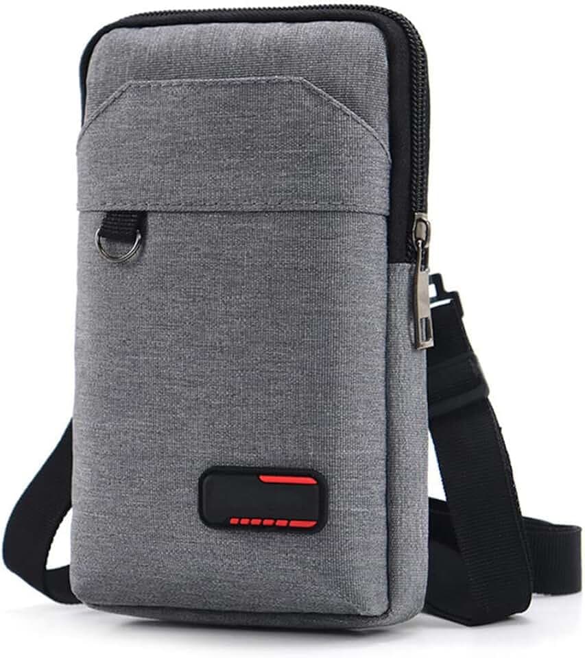 Travel Cell Phone Pouch Belt Pouch, Phone Holster Crossbody Bag with Shoulder Strap for iPhone Case Holder for Hand with Neck Lanyard Smartphone Walking Passport Wallet (Light Grey B)