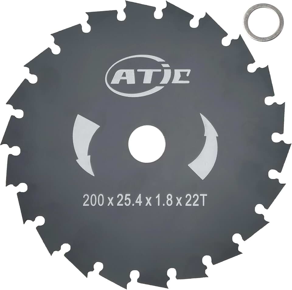 ATIE 8 Inch 22 Tooth 8" x 22T Brush Cutter Trimmer Blade with 25.4/20mm Arbor Compatible with Husqvarna Brushcutter Scarlett Blade 8" 22 Tooth 596279601