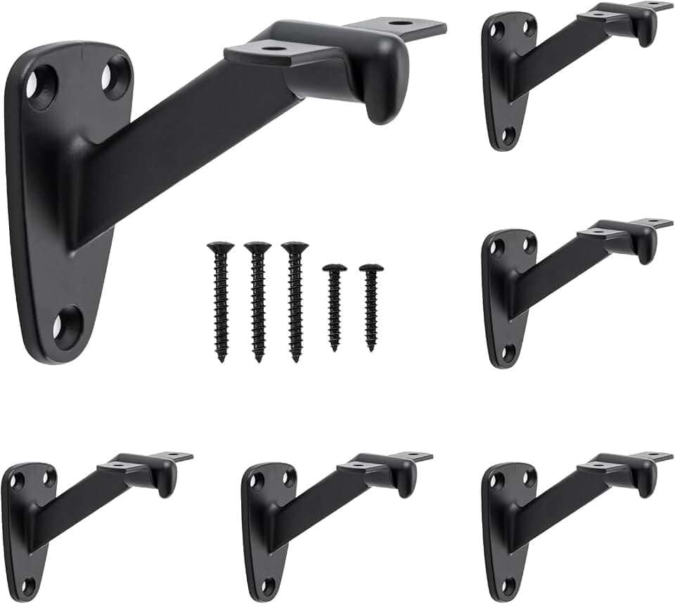 HOME MASTER HARDWARE Handrail Bracket for Stairs,Matte Black, 6 Pack