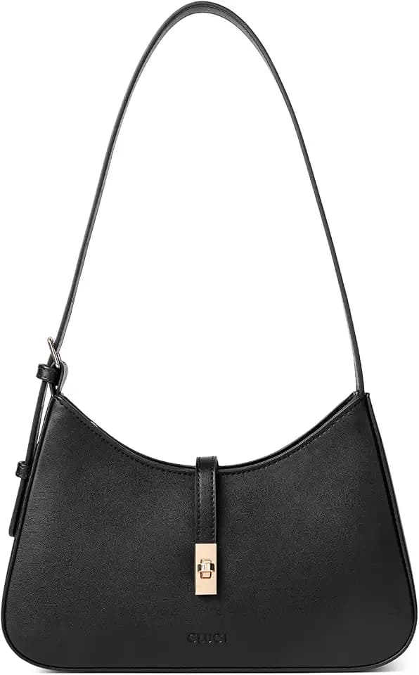 CLUCI Black Shoulder Bag for Women, Small Vegan Leather Purse