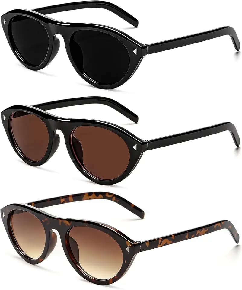 GFUIARA Retro Cat Eye Sunglasses for Women Men, Small Oval Narrow Shades, Trendy Sun Glasses for Outdoor Beach Travel