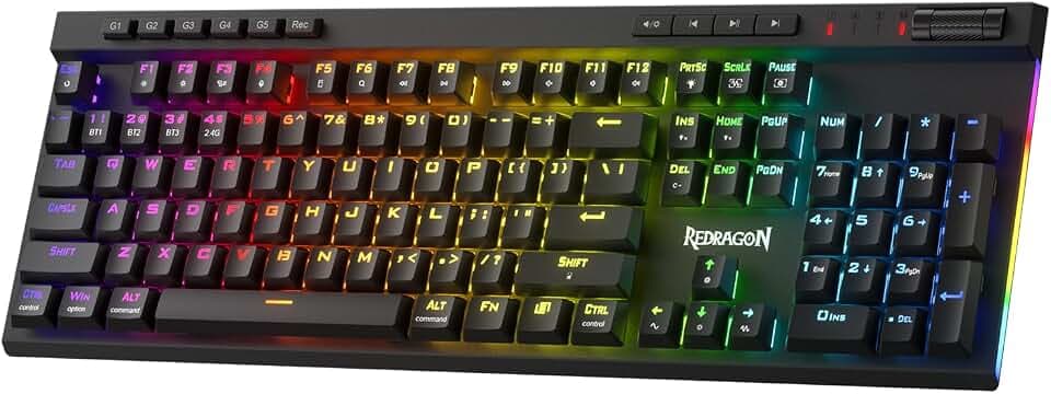 Redragon K580 PRO Wireless RGB Gaming Keyboard, Macro G Keys & Media Wheel