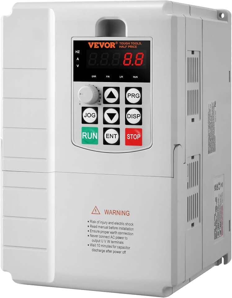 VEVOR VFD 10 HP, Frequenzumrichter 7,5 kW, 34 A, einphasiger Eingang 220 V-240 V auf dreiphasiger Ausgang 220 V-240 V, Frequenzumwandler 0 – 400 Hz zur Steuerung der AC-Motorgeschwindigkeit,