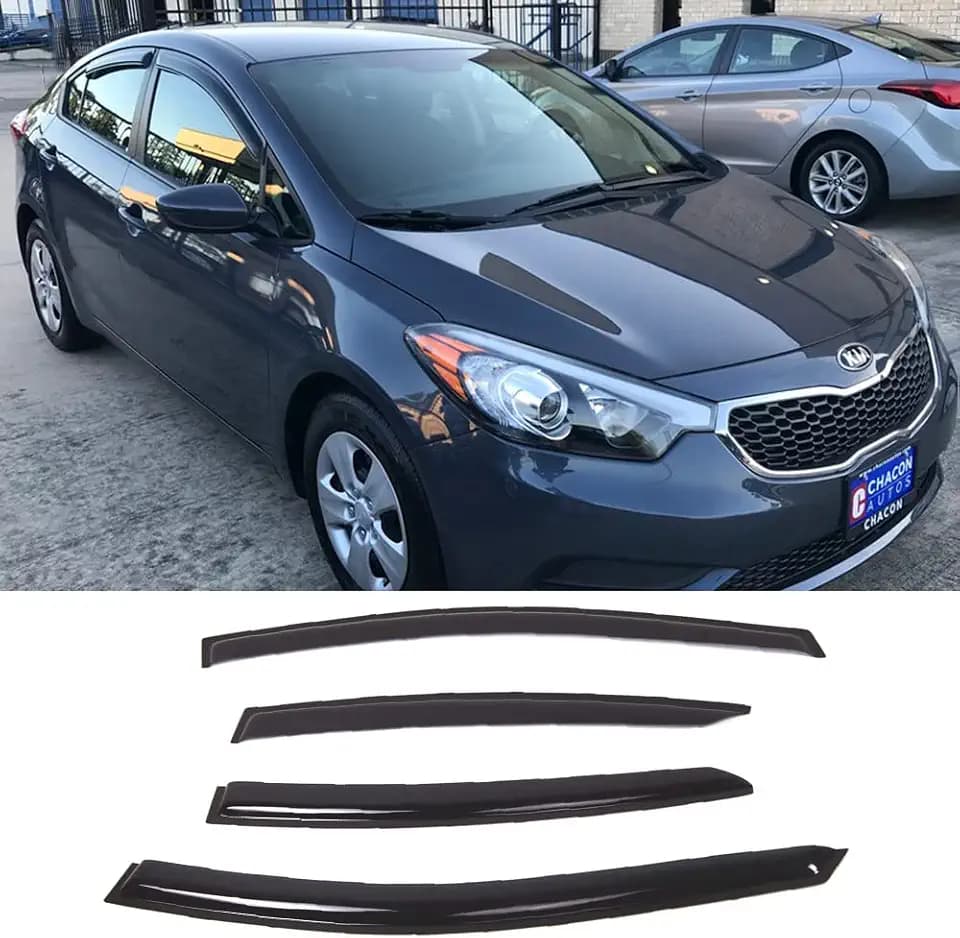 Window Visors Dark Smoke Rain Guards fit 2014-2018 Kia Forte Sedan K3 94544